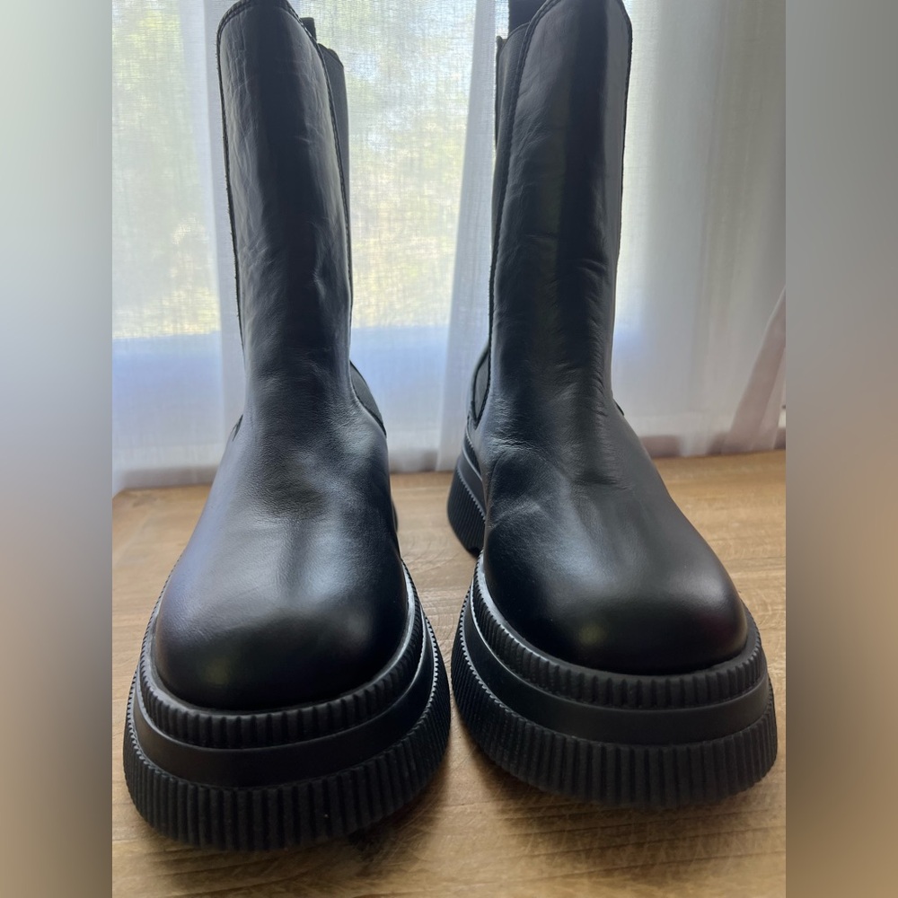 Ganni Creepers Chelsea Boots Size 40 In Black New - Picture 2 of 15